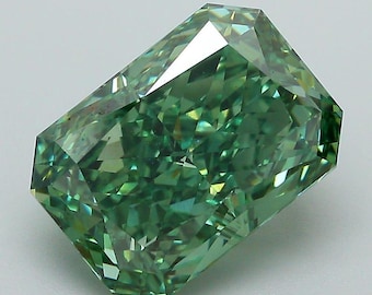 IGI Certified Radiant Cut Lab Grown Green Diamond: Loose Gemstone