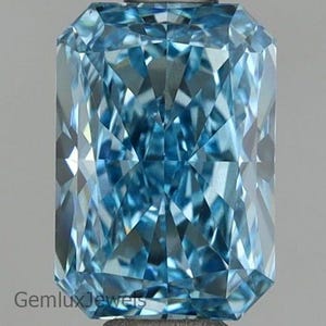 1-8 CT Vivid Blue Radiant Lab Grown Diamond, Radiant Cut Lab Diamond, Loose Radiant Diamond, Blue Radiant Diamond for Pendant/Ring/Earrings