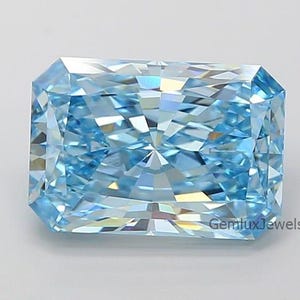 1-8 CT Vivid Blue Radiant Lab Grown Diamond, Radiant Cut Lab Diamond, Loose Radiant Diamond, Blue Radiant Diamond for Pendant/Ring/Earrings