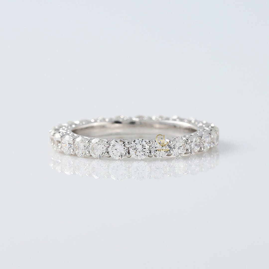 Lab Grown Diamond Eternity Band: 14k Gold Stackable Wedding Ring - Etsy