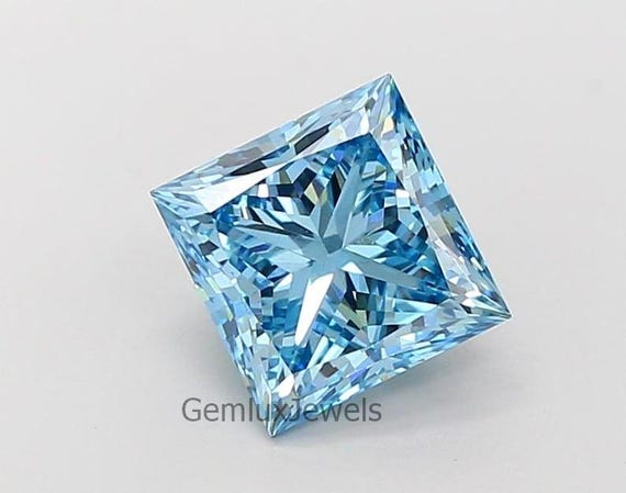 Vivid Blue Princess Cut Lab Grown Diamond: Loose Gemstone