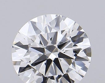 May include: A round, brilliant-cut diamond with numerous facets, reflecting light. The diamond is clear and colorless, with a high degree of clarity. The cut maximizes light return, creating a sparkling effect. This gemstone is suitable for engagement rings or other fine jewelry.