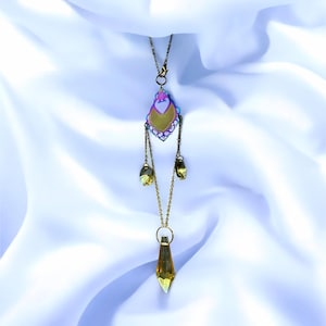 Iridescent Yellow Car Charm Suncatcher, Crystal Rearview Mirror Ornament, Boho Sun Catcher Gift for Her, Bright Car Accessory Decor