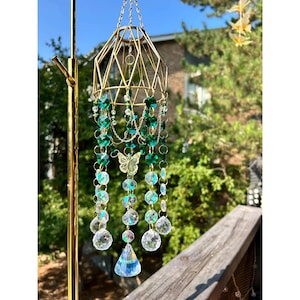 Butterfly Crystal Suncatcher: Custom Color Prism, Boho Home Decor