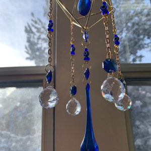 Suncatcher | Chandelier | Blue | Evil Eye | Raindrop | Gift | Gold | Reflective