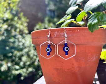 Evil Eye Dangle Earrings: Hypoallergenic Protection Jewelry