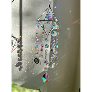 Aquarius Suncatcher: Crystal Prism Astrology Gift, Amethyst Option