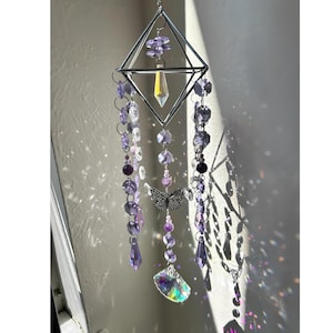 Amethyst Butterfly Suncatcher: Gold Prism Window Ornament