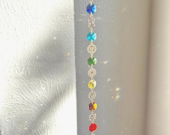 Crystal Chakra Suncatcher: Rainbow Prism Window Hanging, Boho Decor