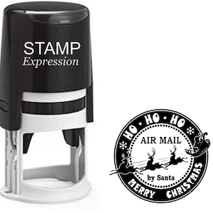 Ho Ho Ho Santa Air Mail Merry Christmas Rustic Stamp (ET-76265)