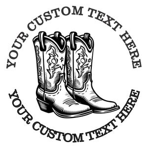 Custom Address Stamp–Cowboy Boots Self-Inking Personalized Return Address Stamp. Rustic Western Wedding Gift,Housewarming Gift Stamp (1.6")