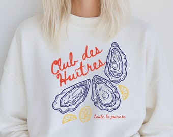 Oyster Sweatshirt Oyster Club Austern Rundhalsausschnitt Seafood Sweatshirts Food Shirt Foodie Pullover Retro Pullover Fischer Ästhetik