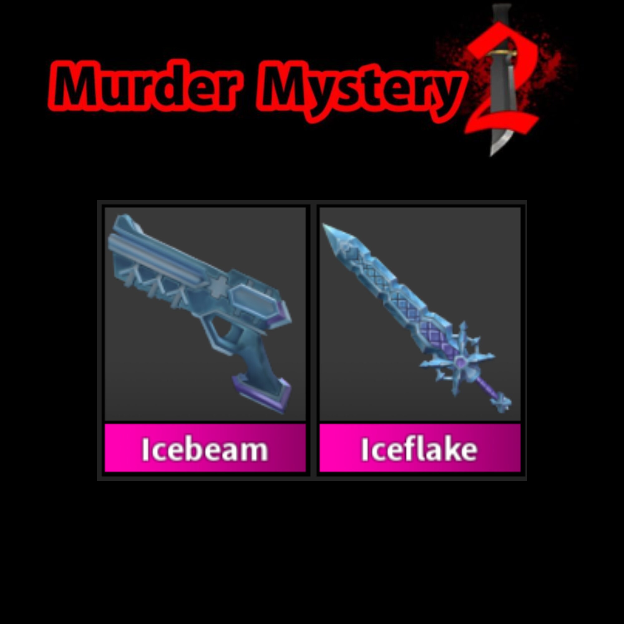 Roblox Murder Mystery 2 MM2 Iceflake Set Godly Knifes and Guns