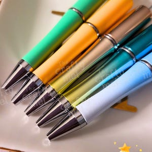5 Pcs Colors Summer Solstice Themed Beading Pens, DIY Beadable Pens, Beadable Pens and Refills, Plastic Pens, DIY Bead Pens, Bulk Pen Packs