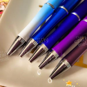 5 Pcs, 1 Pc Colors Royal Purples and Bling Themed Beading Pens, DIY Beadable Pens, Beadable Pens and Refills, Plastic Pens, Bulk Pen Packs
