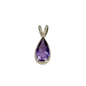 Vartan Studio - Handmade Bezel Set Purple Amethyst Pear Solitaire Gemstone Pendant Sterling Silver
