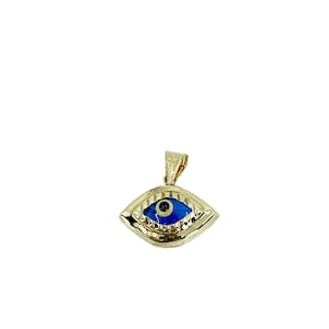 Vartan Studio - Handmade Evil Eye Marquise Blue Glass Drop Custom Charm Pendant Solid 14K Yellow Gold