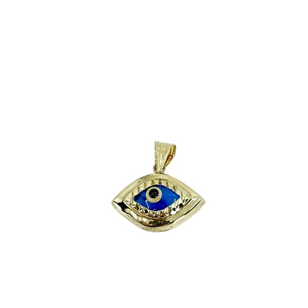 Vartan Studio - Handmade Evil Eye Marquise Blue Glass Drop Custom Charm Pendant Solid 14K Yellow Gold