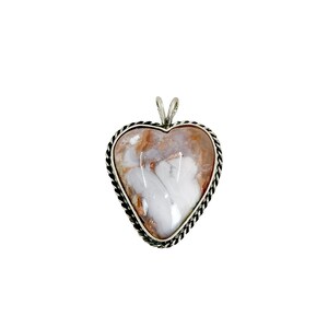 Vartan Studio - Handmade White Red Agate Quartz Braided Heart Cabochon Gemstone Custom Pendant Sterling Silver
