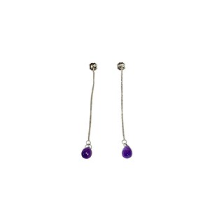 Vartan Studio - Handmade Purple Amethyst Briolette Threader Drop Gemstone Earrings Sterling Silver