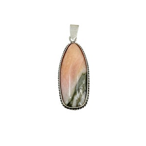 Vartan Studio - Handmade Pink Gray White Rose Quartz Cabochon Gemstone Custom Pendant Sterling Silver