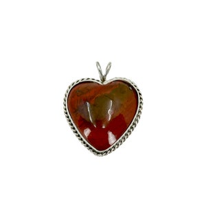 Vartan Studio - Handmade Bright Red Jasper Braided Heart Cabochon Gemstone Custom Pendant Sterling Silver