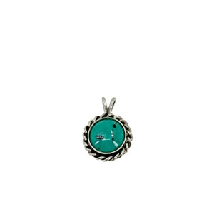 Vartan Studio - Handmade Blue Green Turquoise Round Cabochon Gemstone Custom Braided Pendant Sterling Silver
