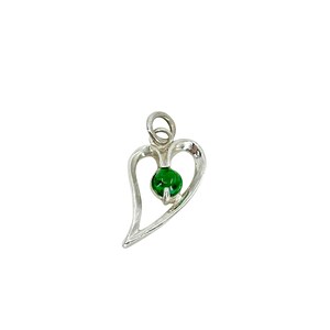 Vartan Studio - Handmade Bright Green Chrome Diopside Gemstone Heart Charm Pendant Sterling Silver