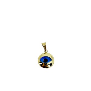 Vartan Studio - Handmade Evil Eye Blue Glass Drop Custom Charm Pendant Solid 14K Yellow Gold