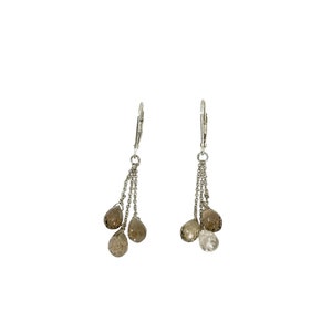 Vartan Studio - Handmade Smoky Quartz Briolette Drop Dangle Gemstone Leverback Earrings Sterling Silver
