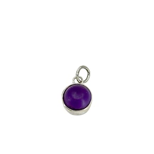 Vartan Studio - Handmade Bezel Set Matte Sand Blasted Purple Amethyst Round Solitaire Gemstone Pendant Sterling Silver
