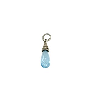 Vartan Studio - Handmade Blue Topaz Briolette Dangle Drop Gemstone Movable Charm Pendant Sterling Silver