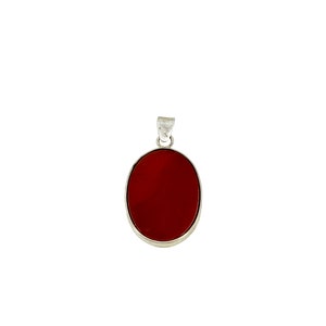 Vartan Studio - Handmade Simple Red Orange Carnelian Oval Cabochon Gemstone Custom Pendant Charm Sterling Silver
