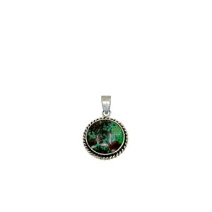 Vartan Studio - Handmade Ruby Zoisite Round Cabochon Gemstone Custom Braided Pendant Sterling Silver