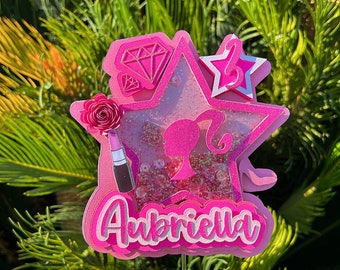 Pink doll cake topper , doll cake topper