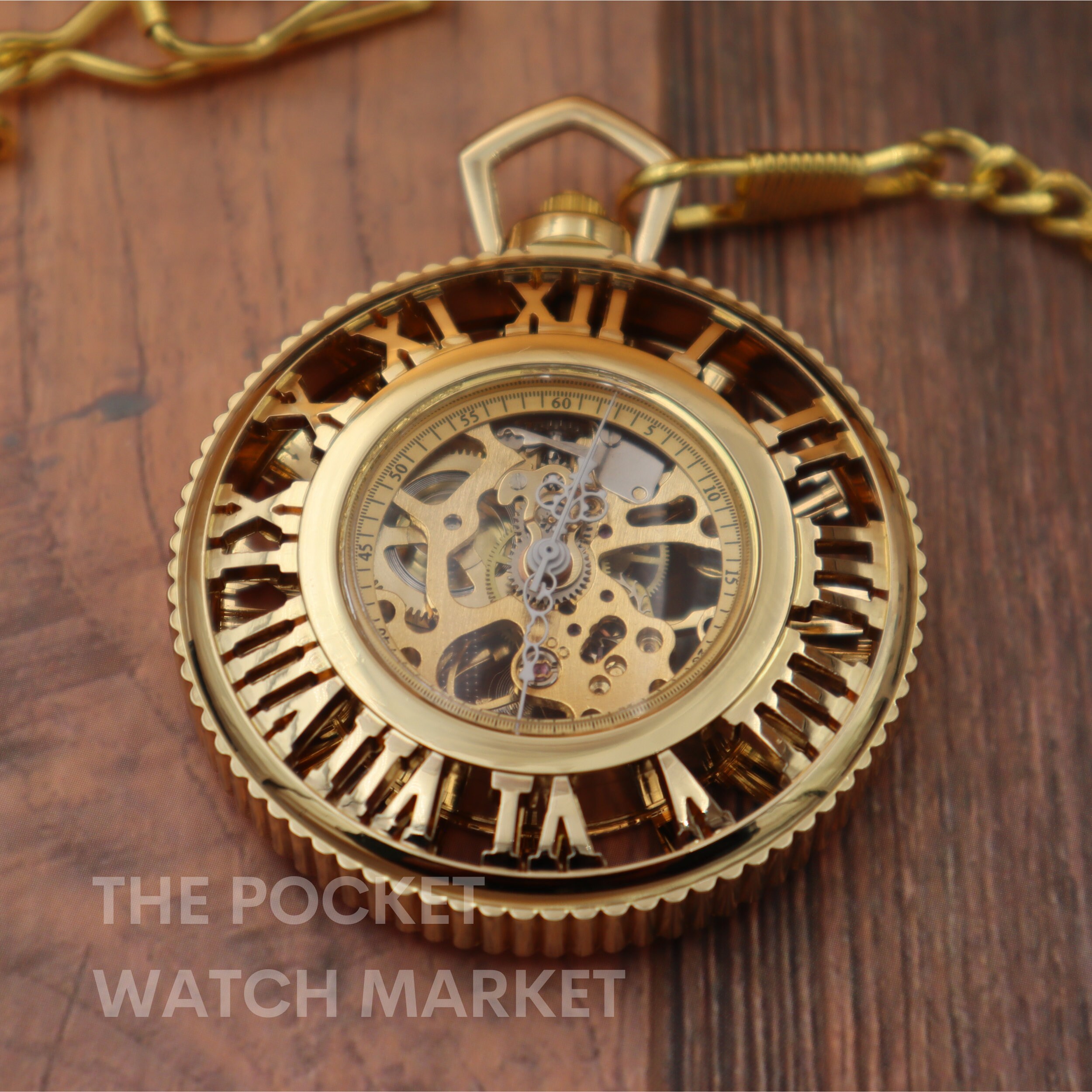 Gold railroad pocket watch sale