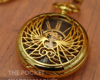 "CUSTOM GRAVED Signature Mechanische Taschenuhr ""The Thomson"" PERSONALIZED - Goldene Vintage Taschenuhr zur Hochzeit * Bräutigam Geschenk * Geburtstag."