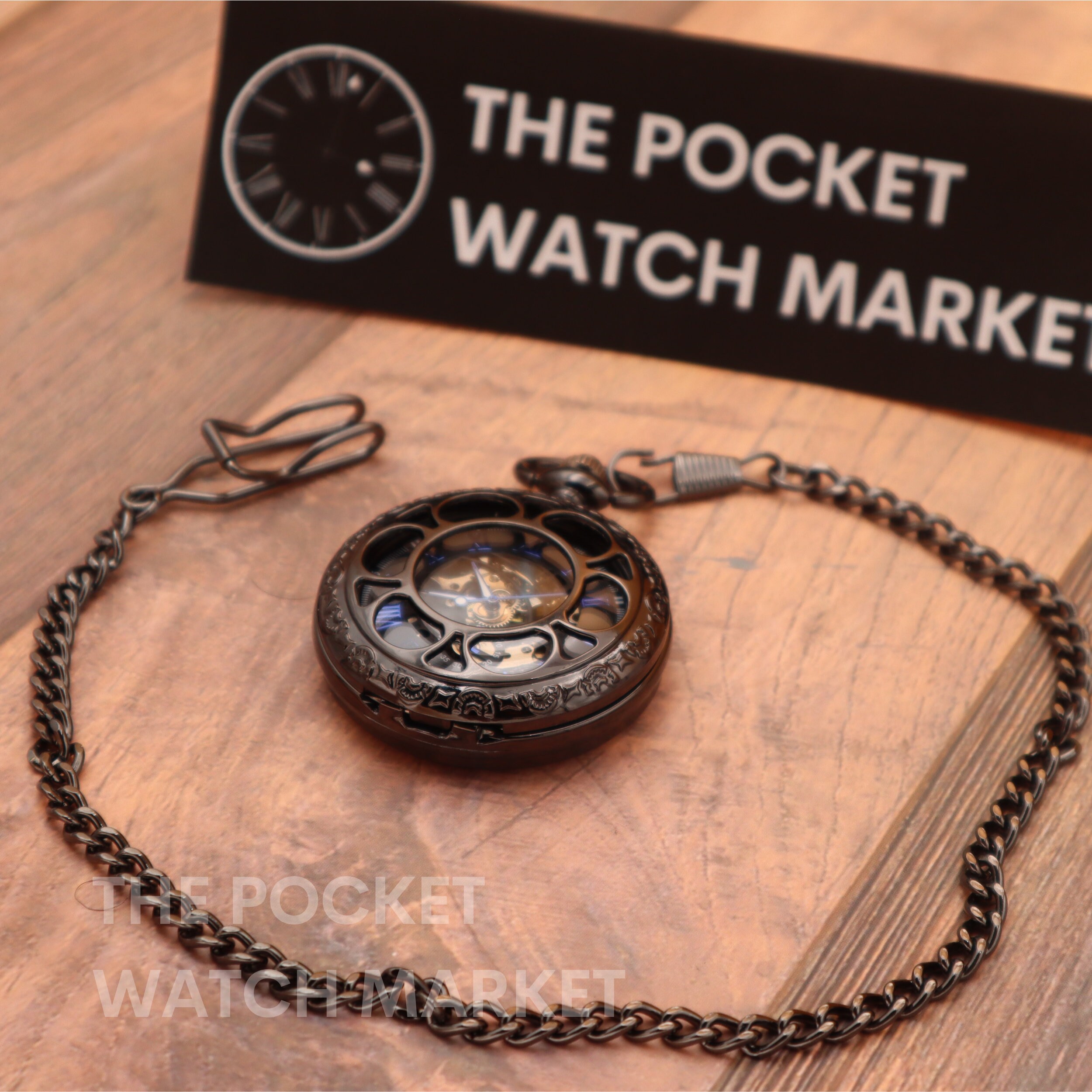 Classic Signature Mechanical Pocket Watch "The Pauling" - Black Vintage Pocketwatch for Wedding * Gift * Anniversary * Valentine's Day *