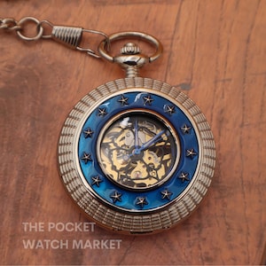 The Rutherford - Signature Mechanical Pocket Watch with Metal Chain and Engraving - Silver Vintage Pocketwatch for Wedding * Birthday * Gift