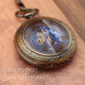 The Sirio - Signature Mechanical Pocket Watch with Metal Chain and Engraving - Bronze Pocketwatch * Anniversary * Wedding * Birthday Gift *