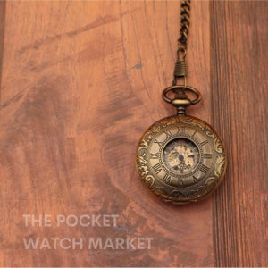 CUSTOM ENGRAVED Signature Mechanical Pocket Watch &quot;The Nikola&quot; PERSONALIZED - Gold Vintage Pocketwatch for Anniversary * Wedding * Birthday