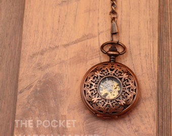 Antique Signature Mechanical Pocket Watch "The Sekasai" with Metal Chain - Bronze Vintage Pocketwatch for Wedding * Gift * Luxury * Birthday