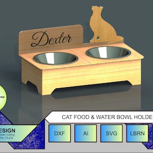 Cat food & water bowl holder DXF | AI | SVG | Lbrn Lightburn Laser files for cut