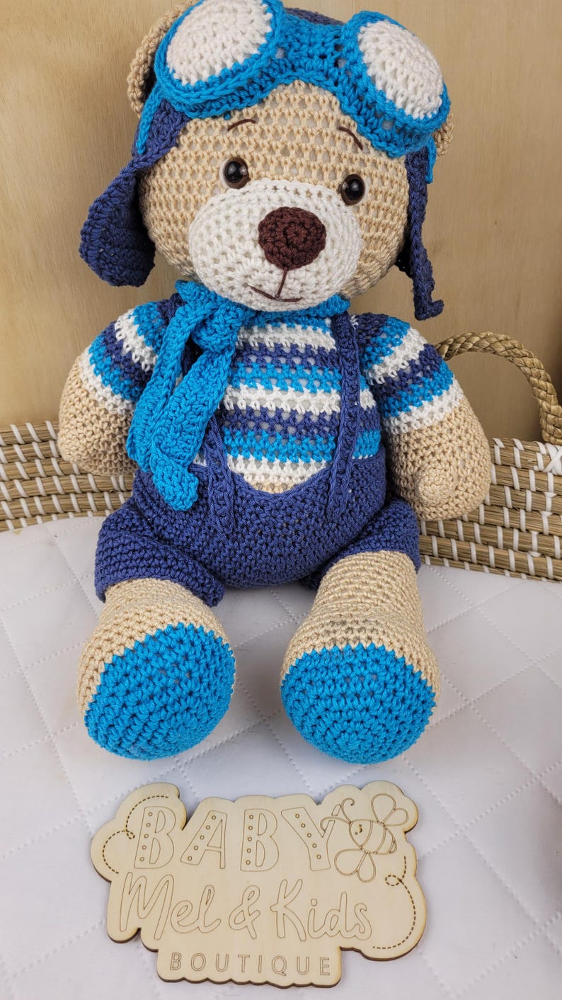 Handmade Crochet Pilot Teddy Bear Toy main image 0
