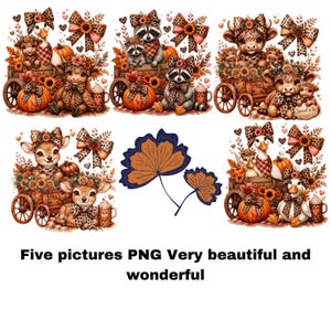 Vaca de las Tierras Altas PNG / Sublimación de calabaza de otoño / Vaca coqueta con lazo de leopardo / Diseño de café de otoño / Descarga digital de cinco imágenes PNG