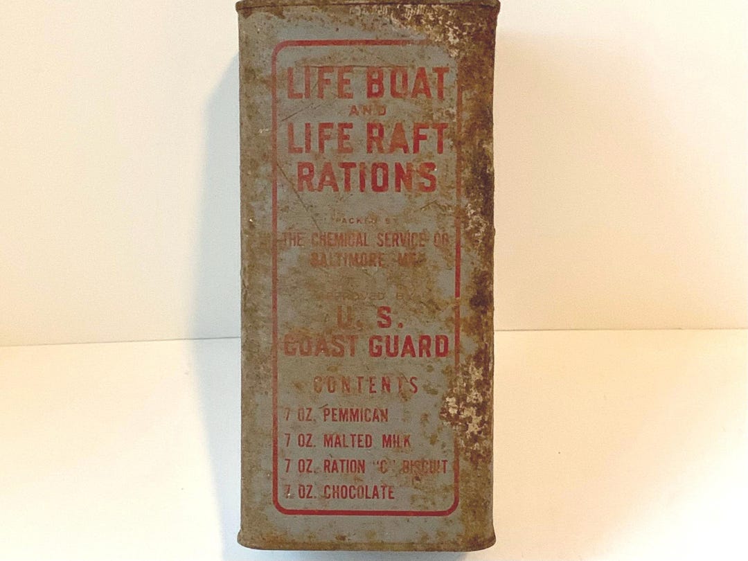 Life Boat Ration Vintage 1950s U.S. Coast Guard Life Boat Ration Tin, Rusty Mancave ...