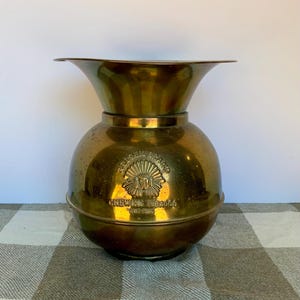 Faux Brass Spittoon With Native Design, Planter, Ashtray