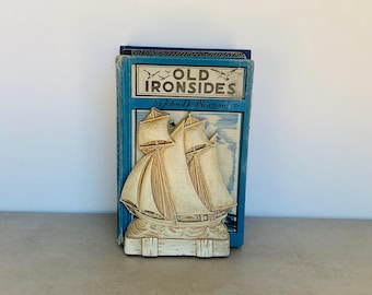 Sailship Wood Bookend: Nautical Home Decor