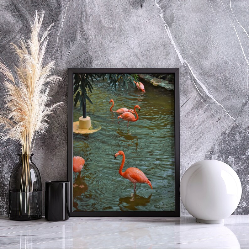 Pink Flamingo Wall Art Colorful Bird Digital Print Flamingo PRINTABLE ...