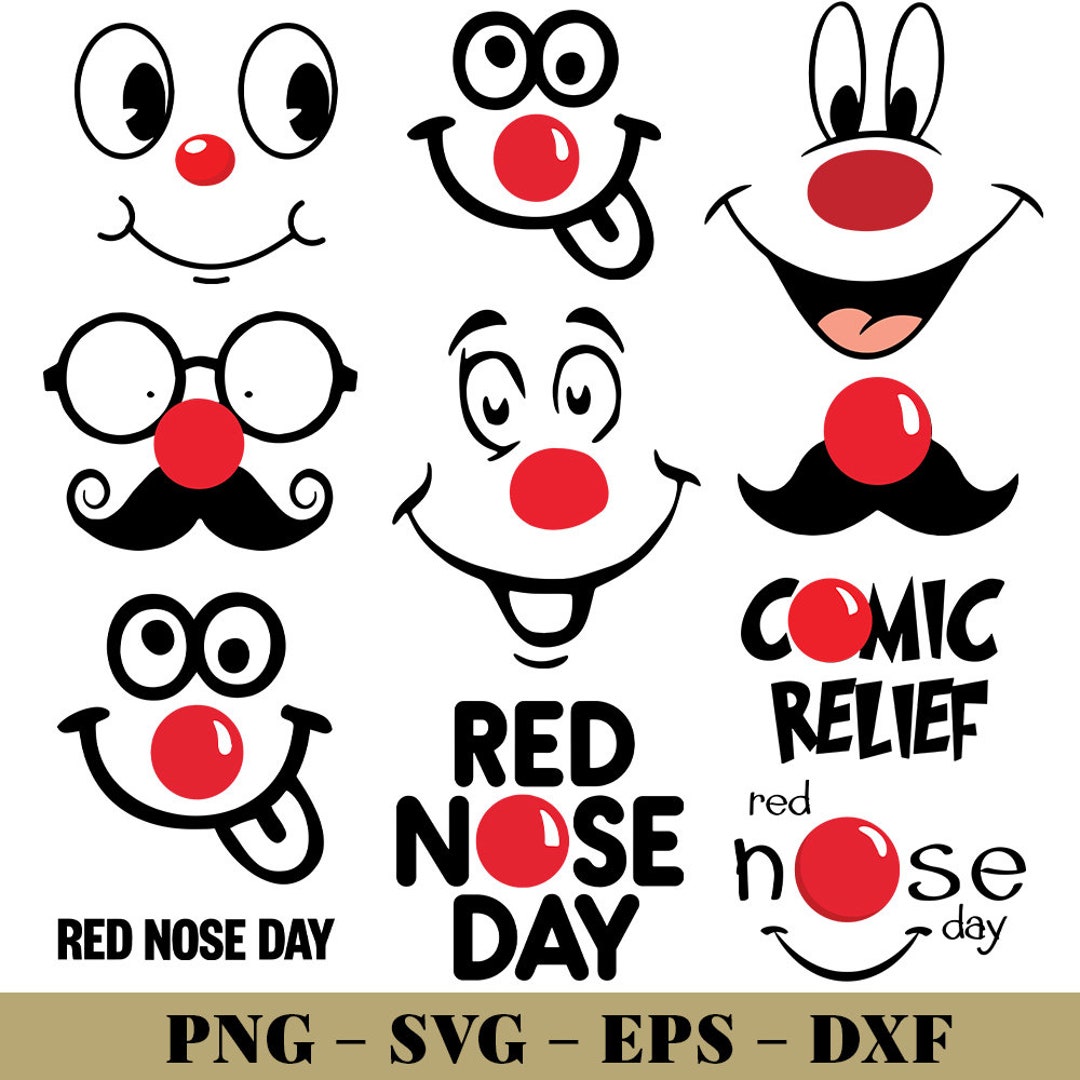 Red Nose Day SVG, PNG, DXF Bundle Schneidedatei digitaler Download